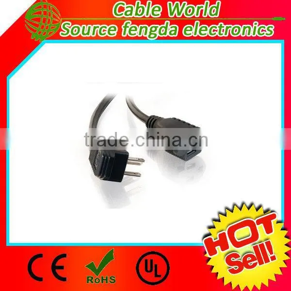 US AC power cord NEMA 5-15P to IEC C13 power cable 125V 10A