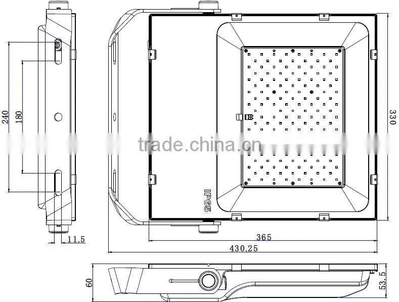 IP65 waterproof casing in black led floodlight