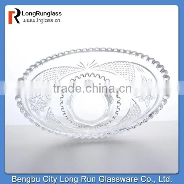 LongRun eco-friendly 30oz beautiful shape patterned glass fruit plate