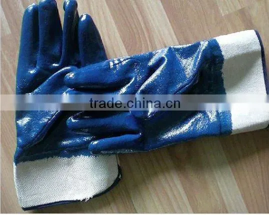 SUPER -Blue/yellow Nitrile safety cuff Closed Back Glove