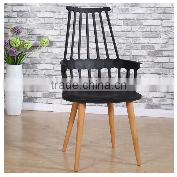 High quality red plastic chair with beechwood legs