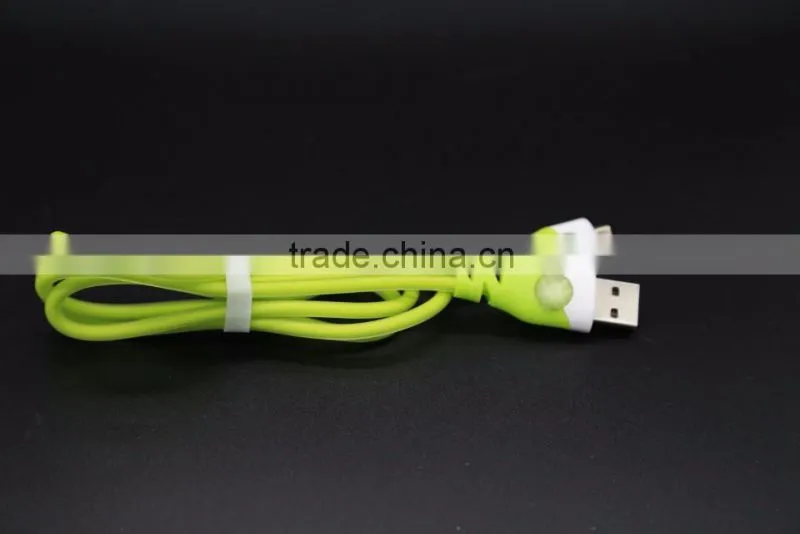 Wholesale price for Samsung micro usb charging cable usb charger with led light, candy colors