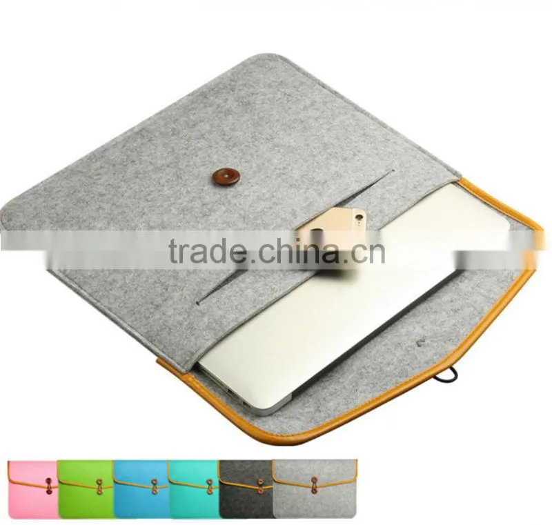 2016 new arrival for macbook felt sleeve carrying bag envelope case with bukkle