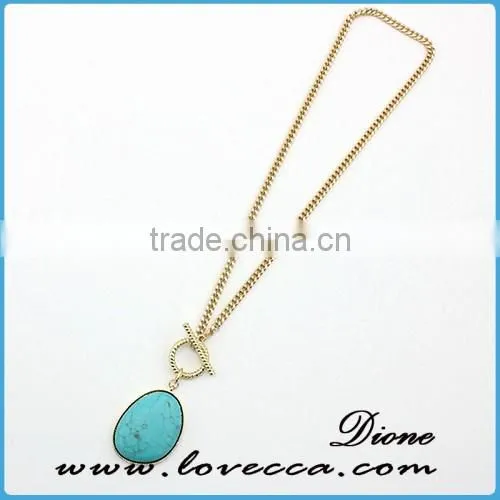 New antique gold long necklace pendant women wholesale stone beaded tassel necklace