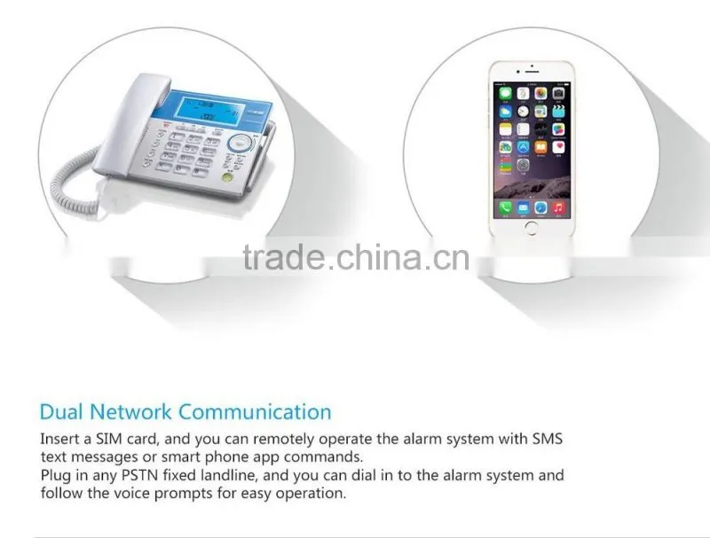 Smoke Fire Detectiron PSTN GSM Wireless Alarm System Support IOS Android APP Remote Control