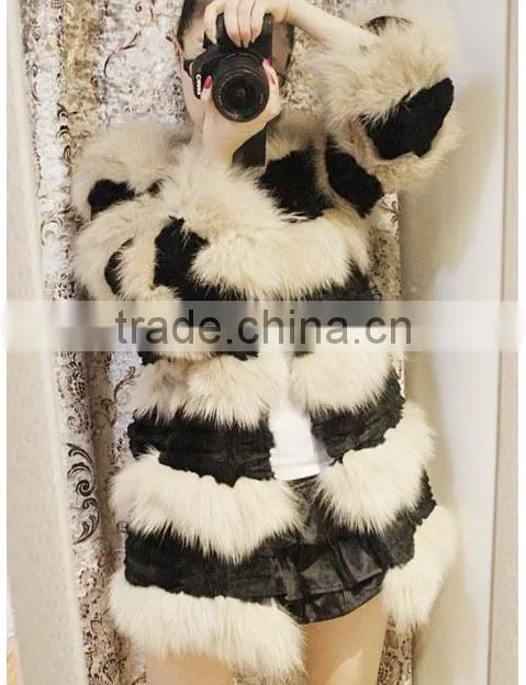 Winter natural fur coats sheep skins women black and white sheep coats