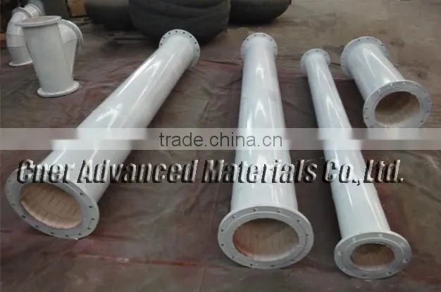 Ceramic lined wear resistant pipes, ceramic tiles and tube available