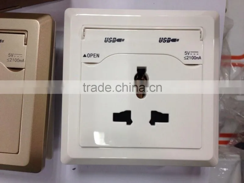 New product 2016, USB universal wall socket for iphone ipad, 2 USB port wall socket