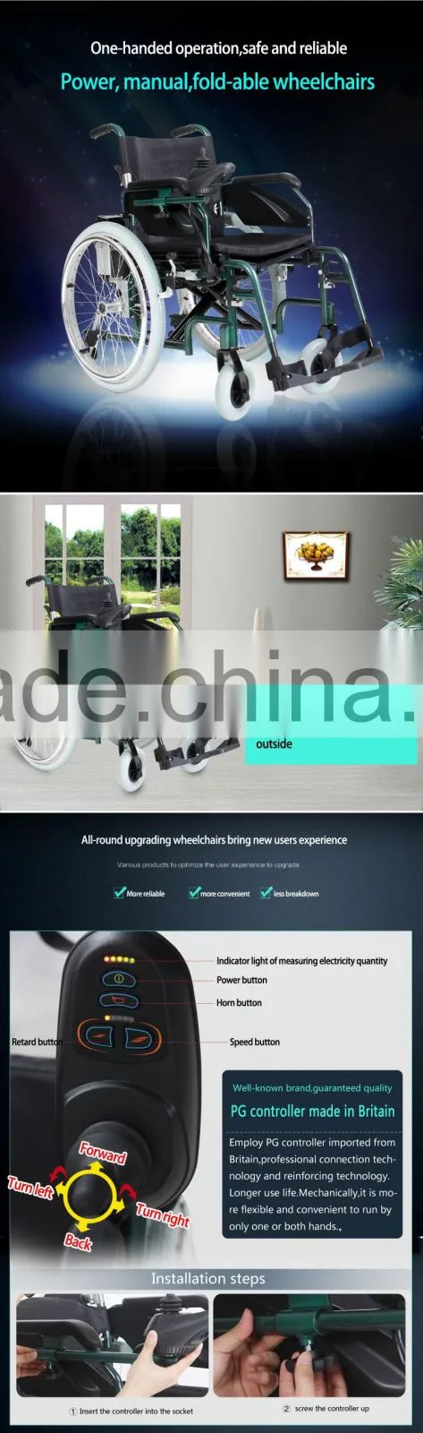 TopMedi folding Aluminum handicapped power electric wheelchair prices for disabled people(electric wheelchair for handicapped)