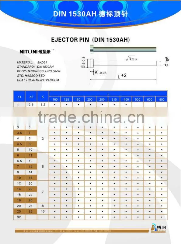SKD61/SKH51/SKD11 ejector pin