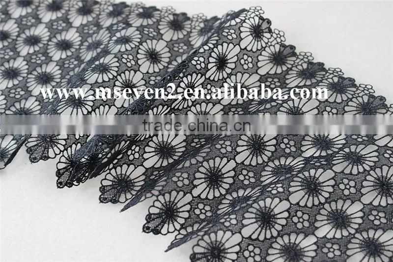 black color 20cm 100% polyester lace trim wholesale flower guipure lace trim bridal lace trim for dress
