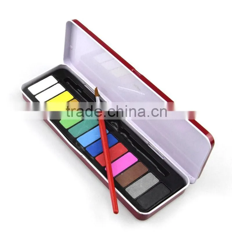 Non-toxic popular cake watercolor paint set for drawing 13 colors watercolor paint set