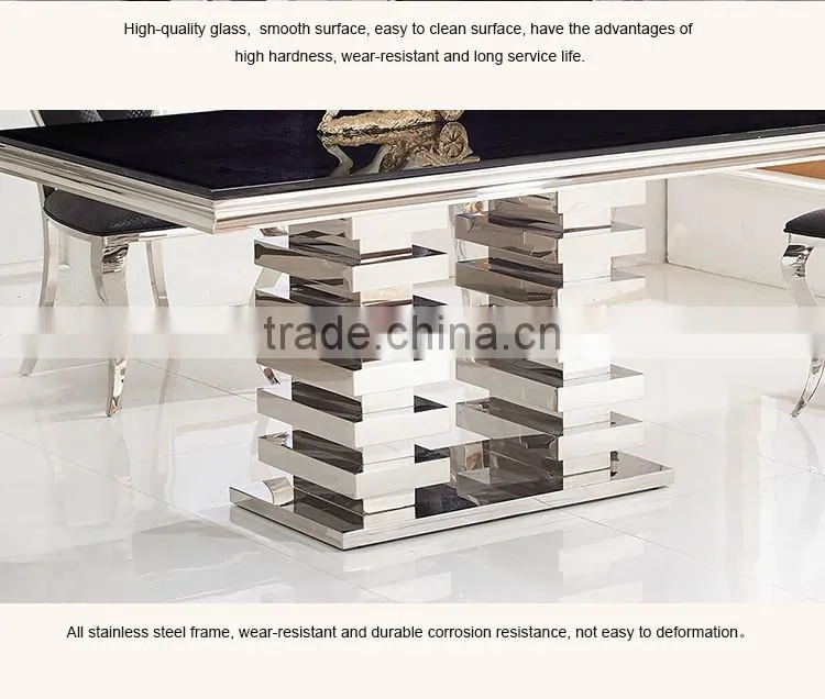 Stainless Steel Dining Table Modern Dining Table Tempered Glass Dining Table