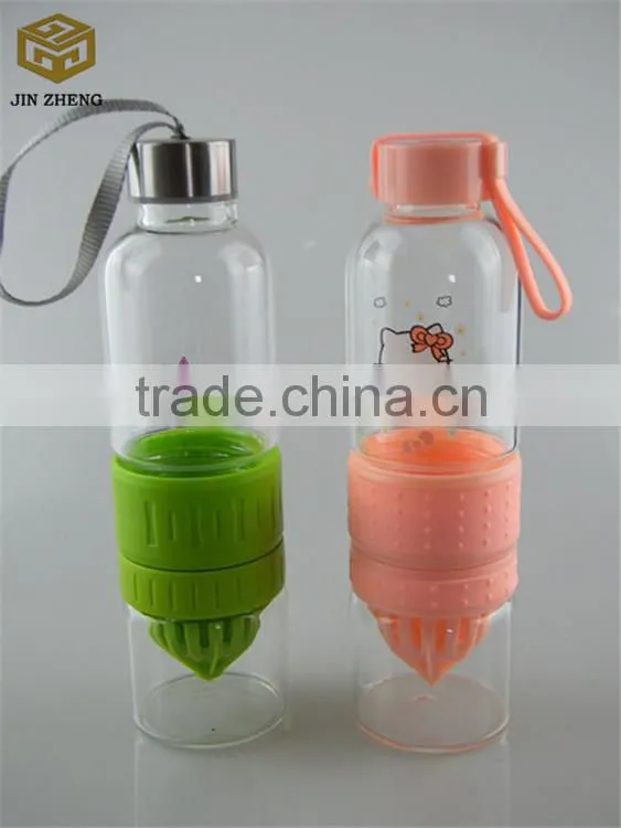 hot sale glass lemon water bottle / Fresh juice drinking cup