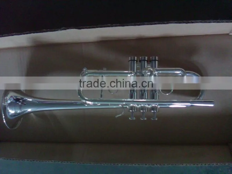 Silver plated C Key heavy trumpet