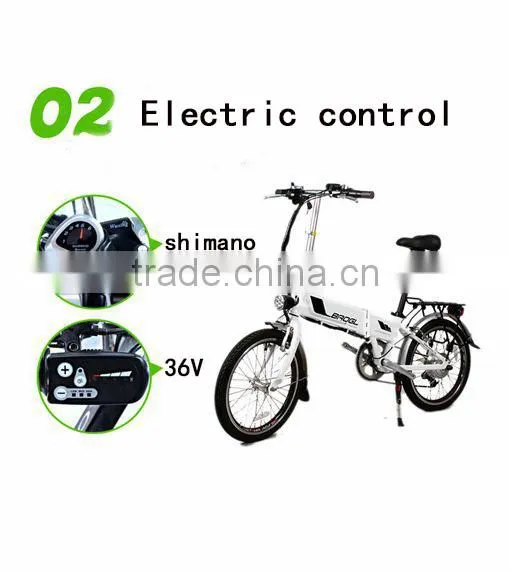 20 inch Mini folding Electric Bike consealed lithium battery ebike with disc Brake white color