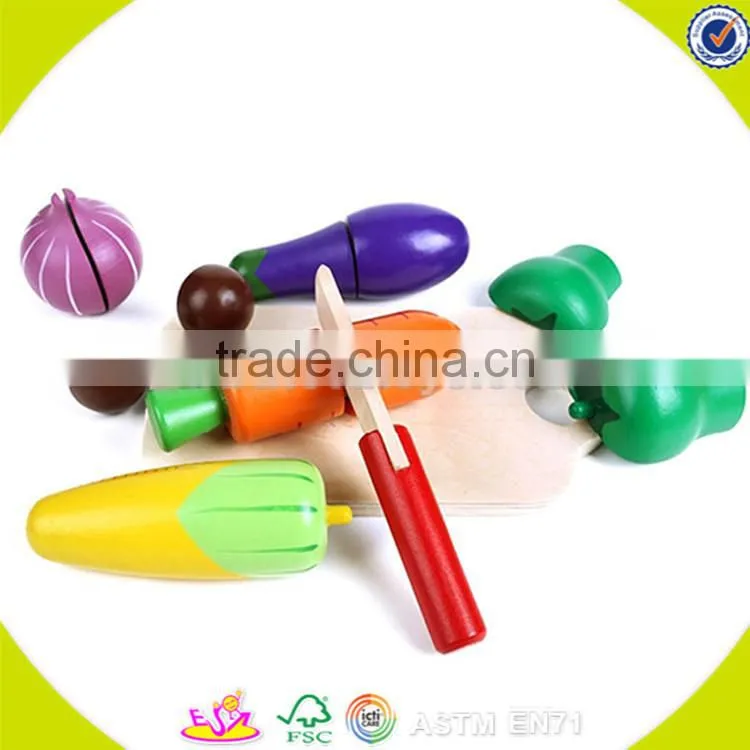 wholesale hot wooden cutting food toy colorful wooden pretend cutting food toy baby cutting fruits and vegetables W10B125