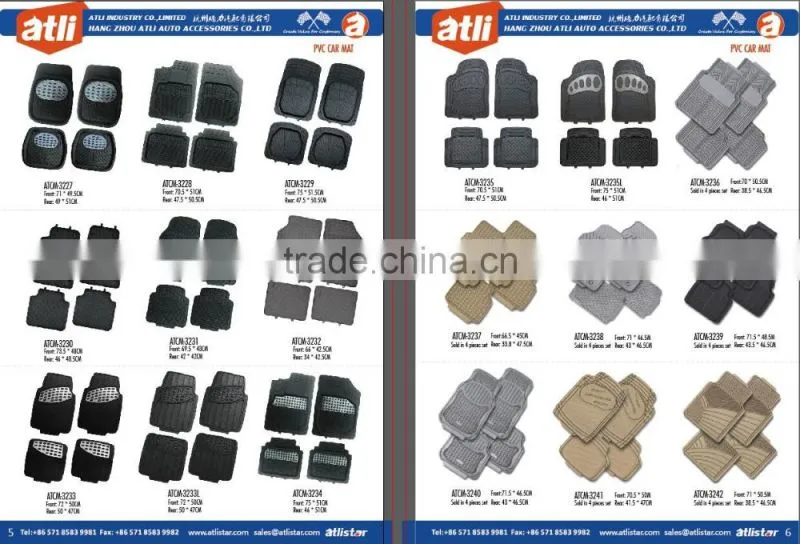2017 HOT sale aluminum pvc car mats for universal car mats
