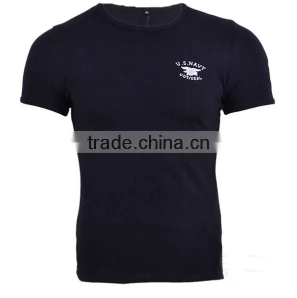 95%cotton, 5%lycra men's short sleeve plain combat shirt
