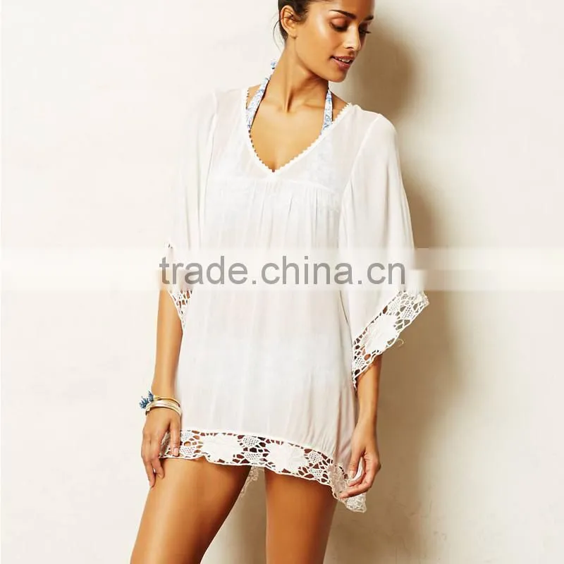 New Women Bathing Suit Sexy Chiffon Lace Crochet Bikini Swimwear Cover Up Beach Dress