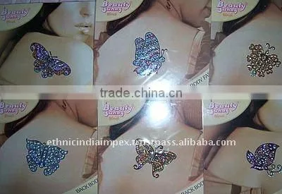 Multicolor BUTTERFLY CRYSTAL BACK BODY TATTOO BINDI STICKER , PAYPAL