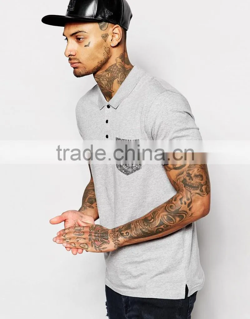 Custom logo t-shirt printed pocket polo t-shirt wholesale PS0113A