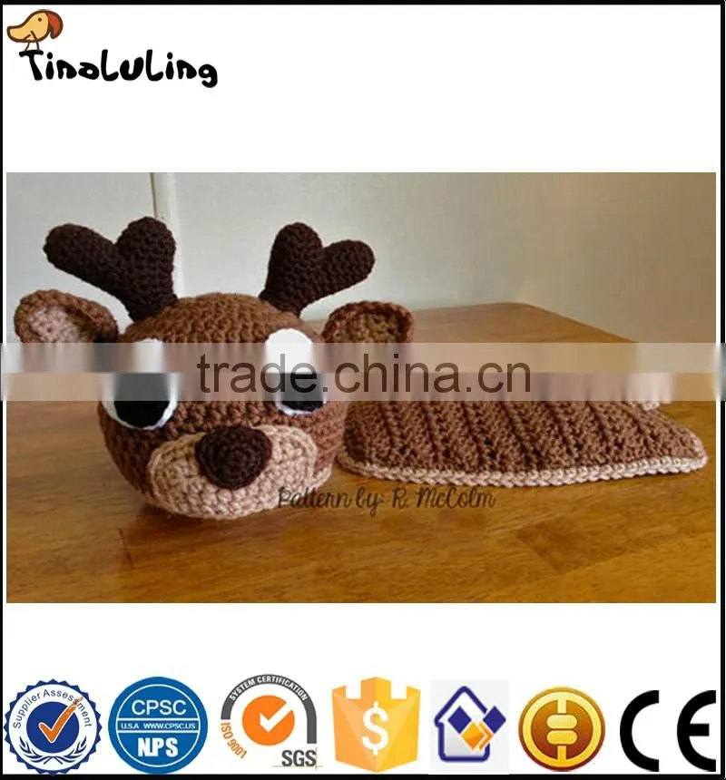 Newborn Costume baby hat Short Set handmade Knit crochet photography props deer design