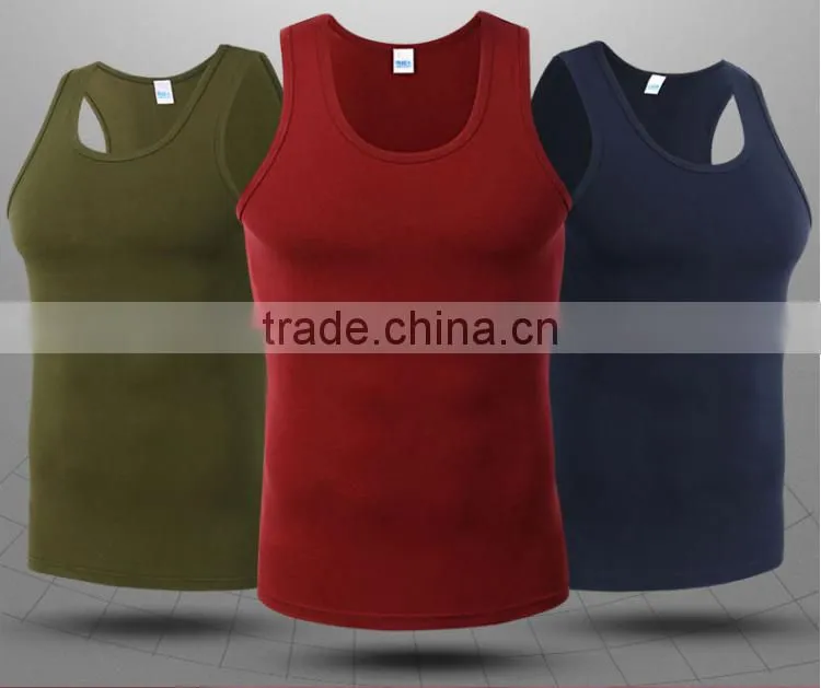 trade assurance custom 100% cotton close-fitting gym plain mens tank top