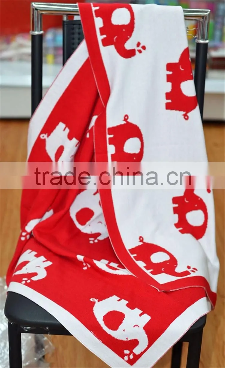 Wholesale elephant printed baby knit blanket in guangzhou