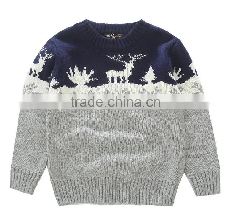 Wholesale Kids Knitted Sweater Boys Little Deer Pattern Sweater Pullover