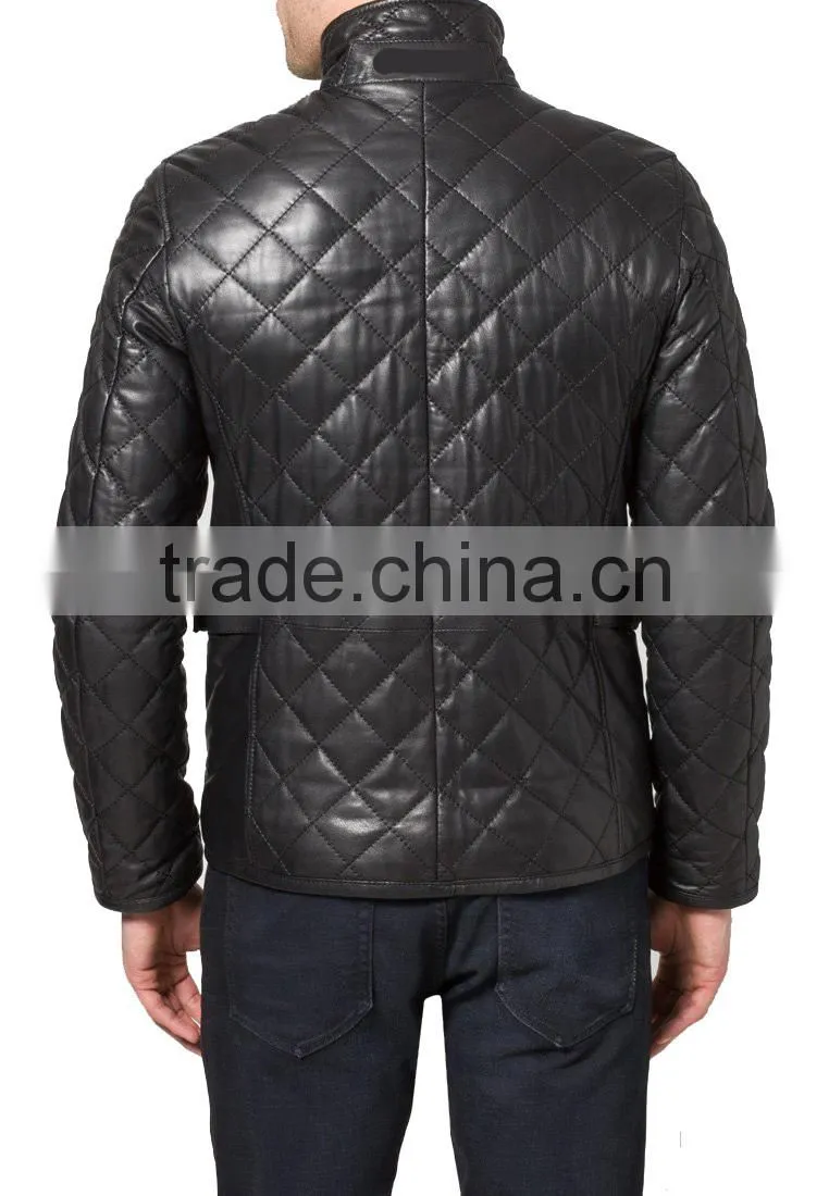 QUILTED MEN LEATHER JACKET MADE OF SHEEP LEATHER