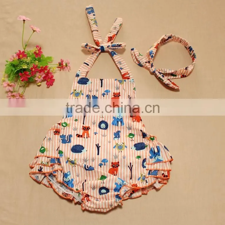 Animal Printed Toddler Ruffle Romper Dress
