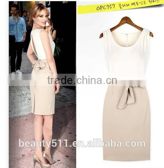 Women's Summer Striped Sleeveless Wear to Work Casual Party Pencil Dress SD73
