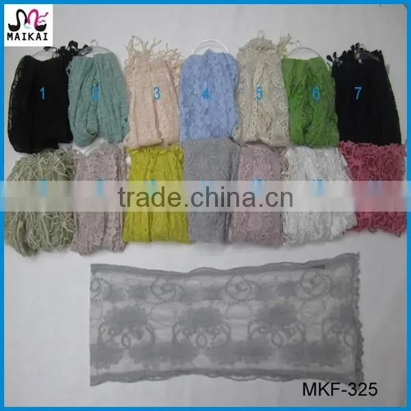 Wholesale korean fashion women lace embroidered scarf