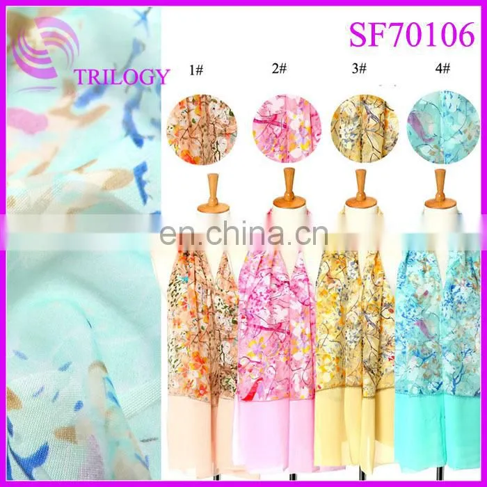 muslim scarf new design with chinese flower scarf pattern