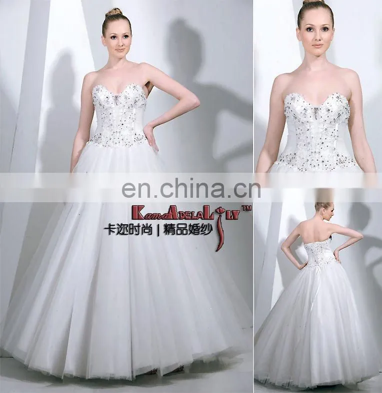 EB101 top qualiry No Minimum Order lace up back floor length wedding dress beads bridal dress princess wedding dresses
