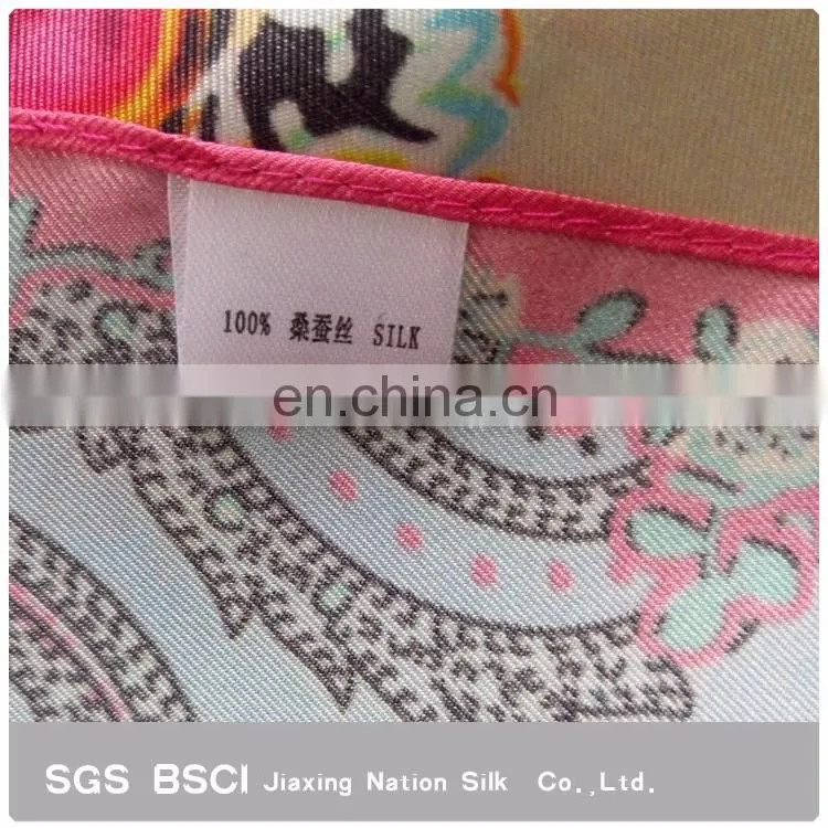 2017 Newest women pink digital printing custom design square twill silk scarf