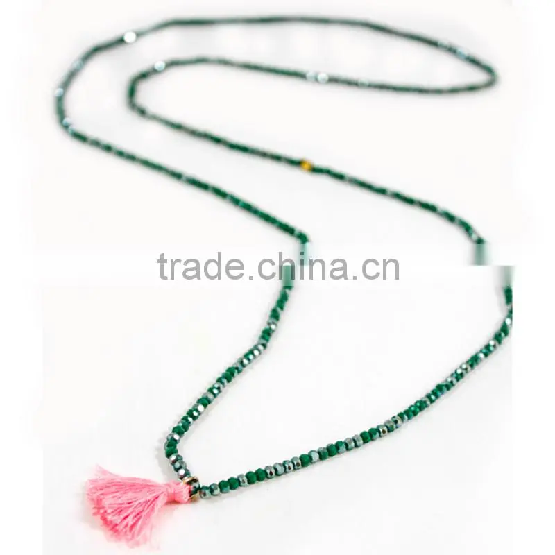 Handmade wooden beads tassel necklace custom wood bead necklaces