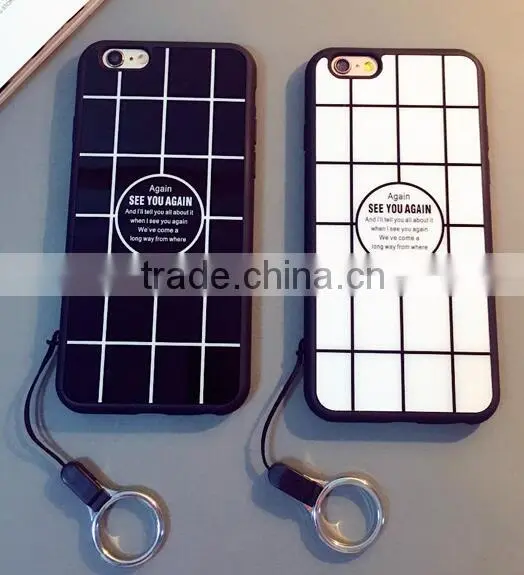 Soft protective Silicone Phone case /Mobile Phone cover,write black square grid pattern