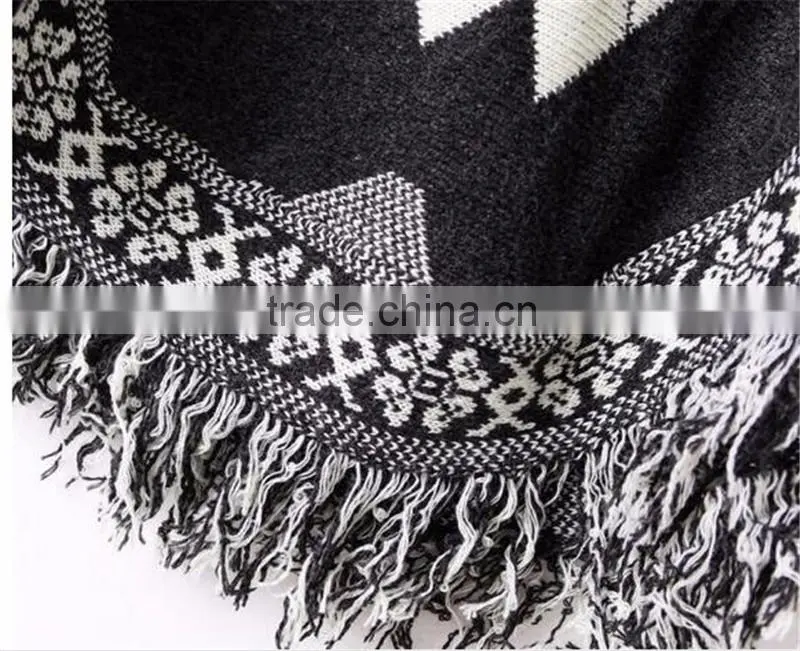 Women Batwing Sleeve Tassels Cape Tops Knitting Sweater Coat outwear Poncho