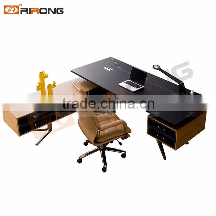 Luxury modern design L-shape office desks leather wooden boss manager executive office counter table