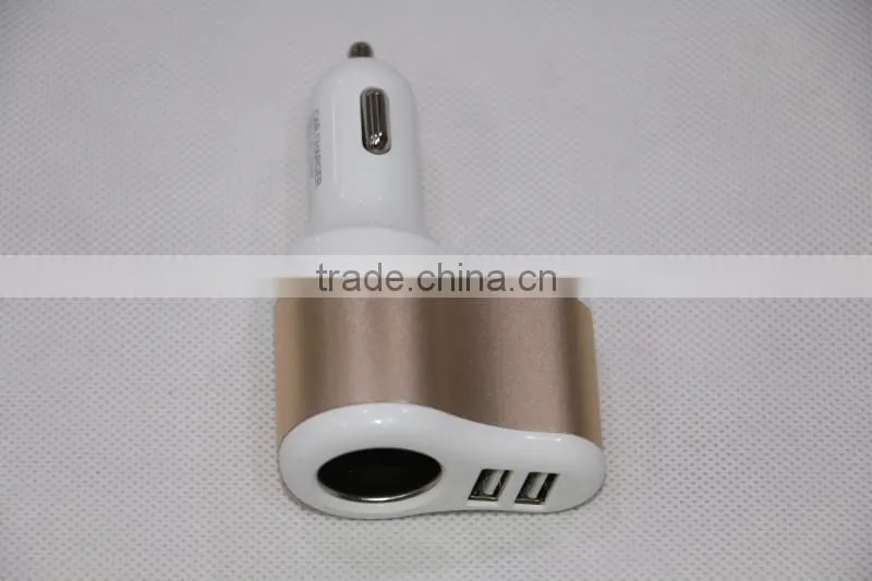 Multi car adapter new design 12V car cigar lighter adapter with two USB output with english retail box