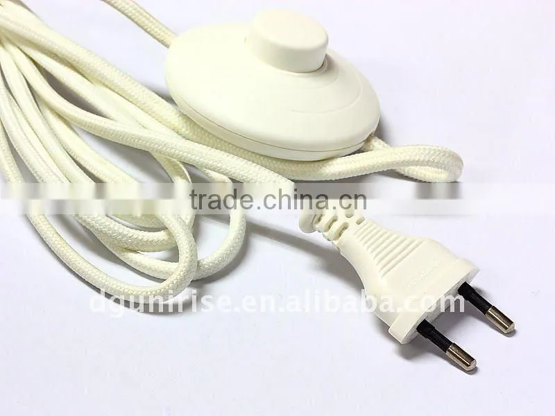 VDE textile braided cord power cord plug with switch