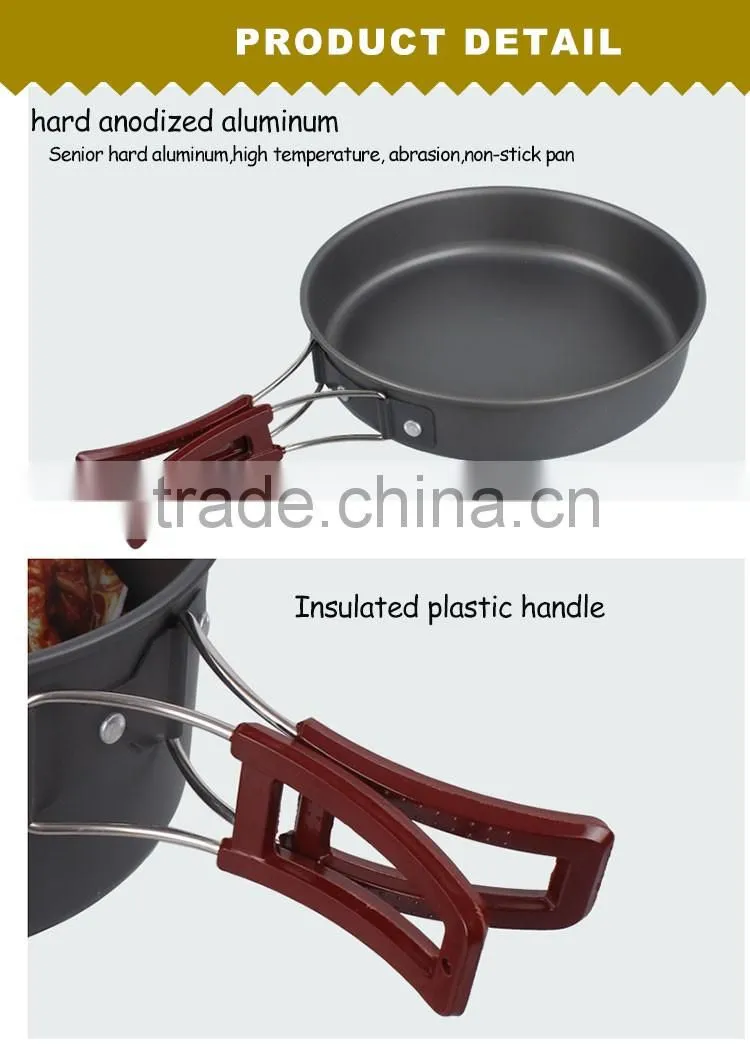 Portable Non-toxic and Odorless Outdoor Cookware Set for 3-5 Person for Camping Hiking