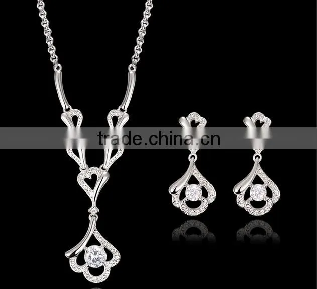 Fashion Elegant Crystal Shaped Necklace Earring Jewelry Set