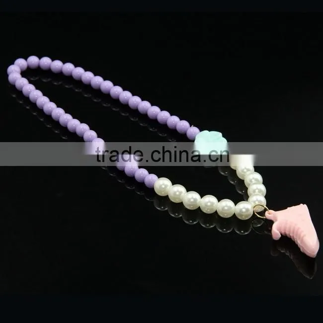 KIds Spring color acrylic beads T letter necklace