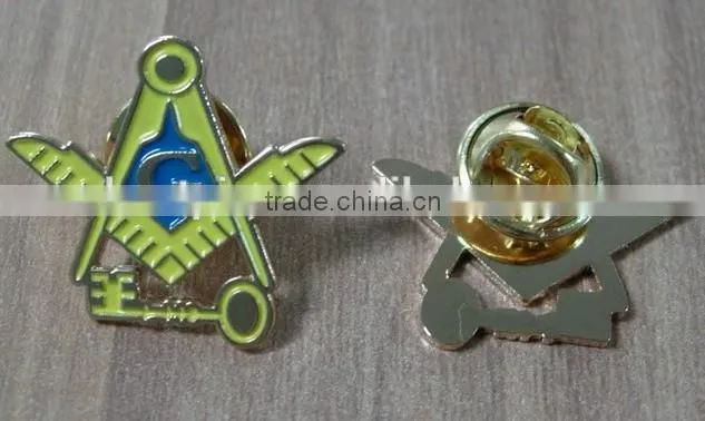 Metal Soft Enamel G Geometry Freemason Pin Badge with Key Shape