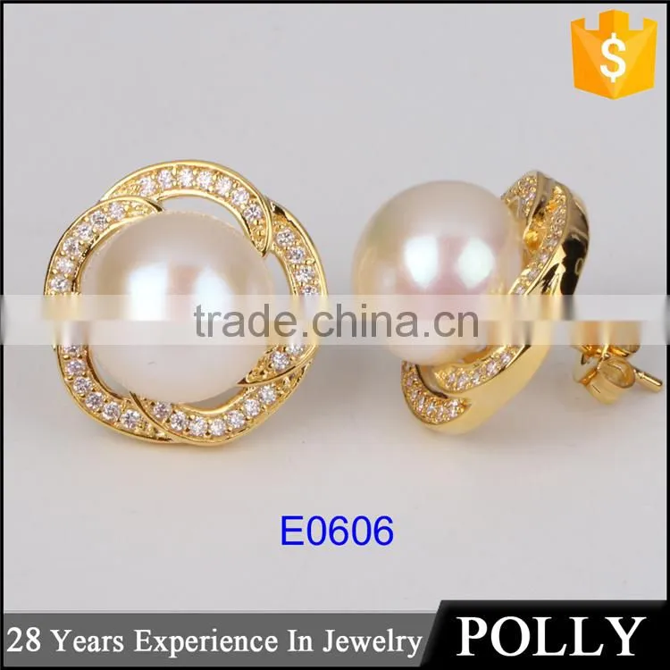 Fashion river born pearl flower designs brass brooch women jewerly set wholesale