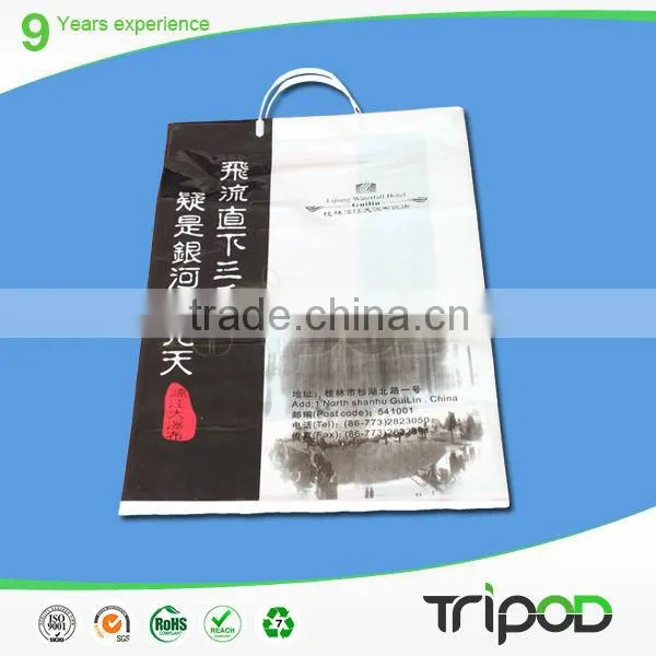 envrionmental plastic bag with hand length handle,high-leve plastic shopping bag,printing plastic bag