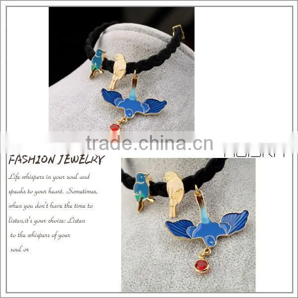 Bird Charms Black String Hand Woven Bracelet